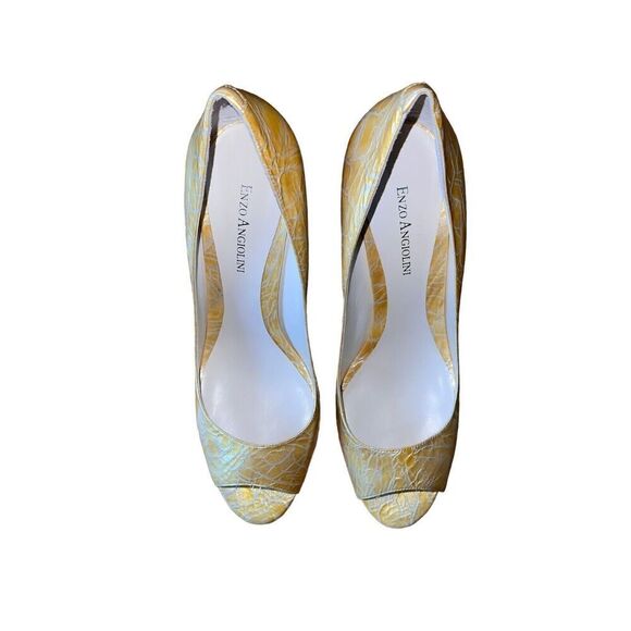 Enzo Angiolini Maylie Medium Beige Patent Leather Peep Toe Heel Womens Sz 10 NEW - Picture 4 of 11